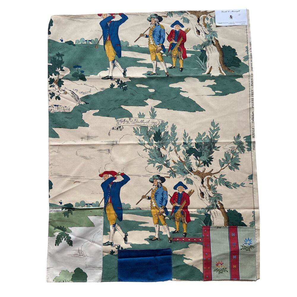 Pierre Frey - Paris "Partie Royale" fabric golf vintage swatch 27” x 35”
